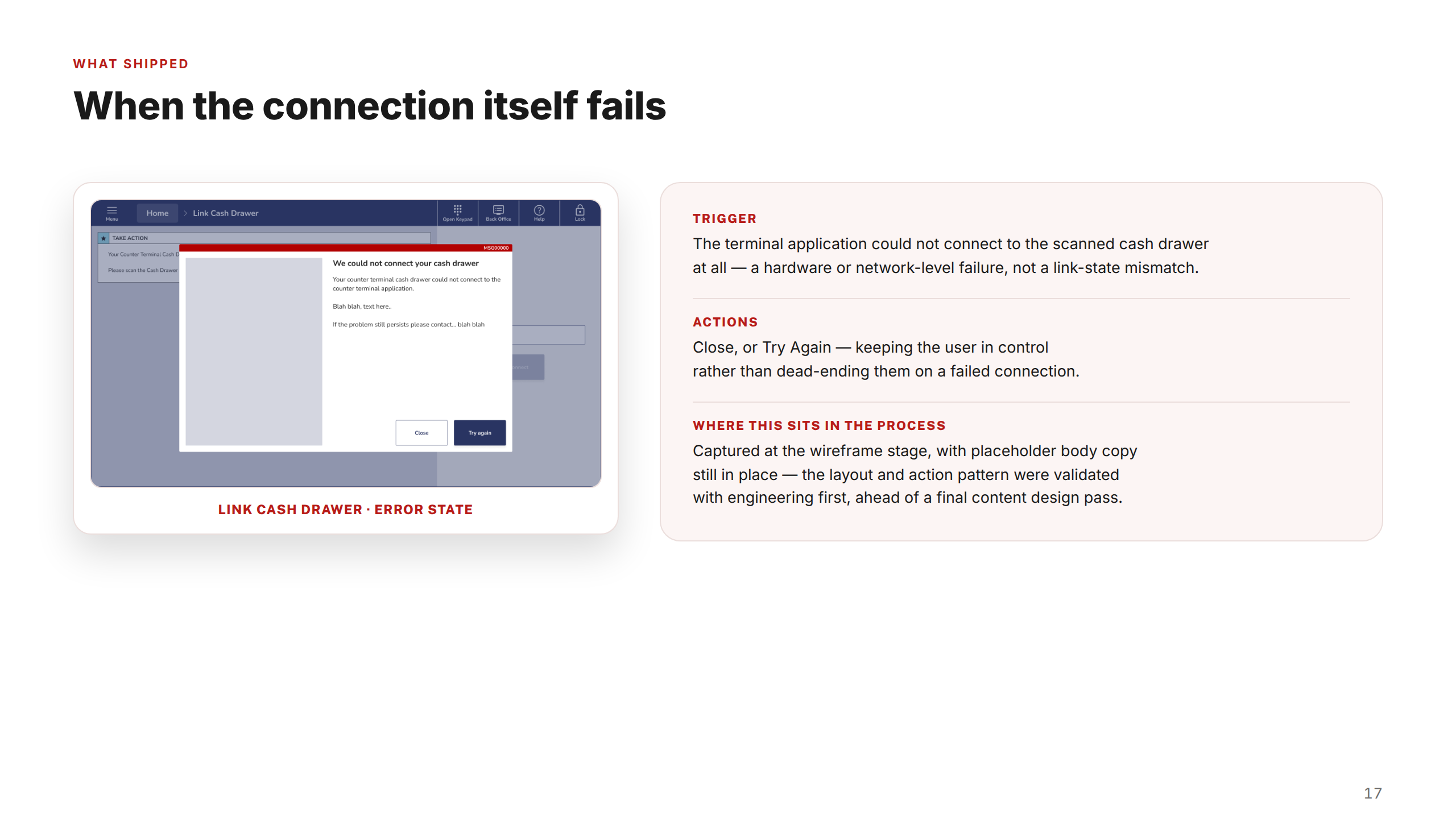 Screen — Connection Failed