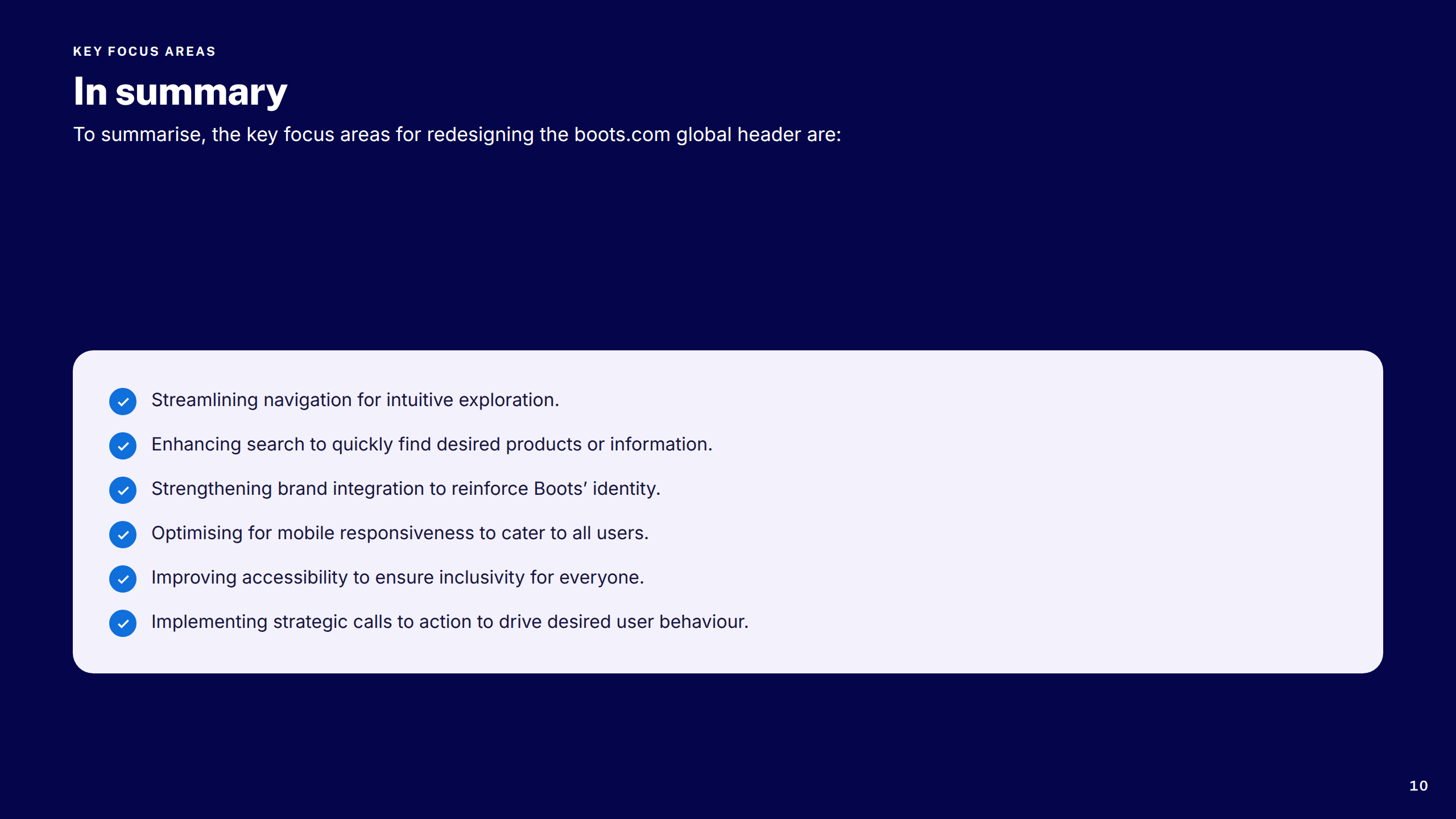 Key Focus Areas Summary