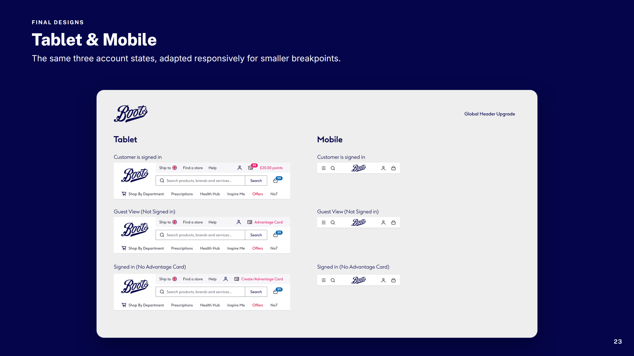 Final Designs: Tablet & Mobile