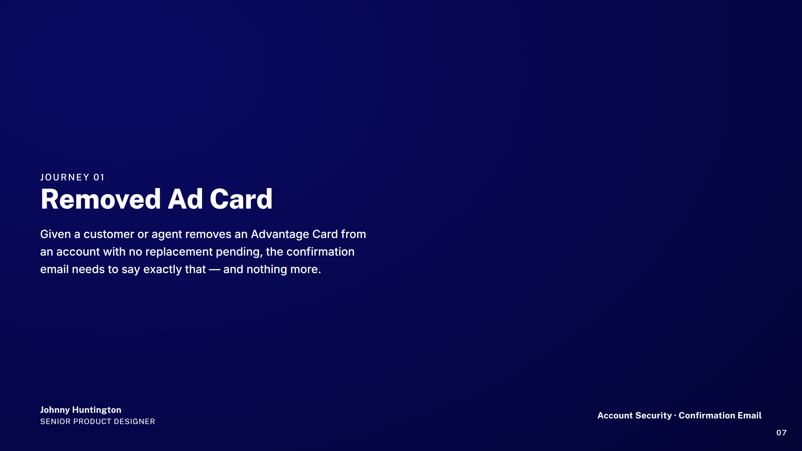 Section: Removed Advantage Card
