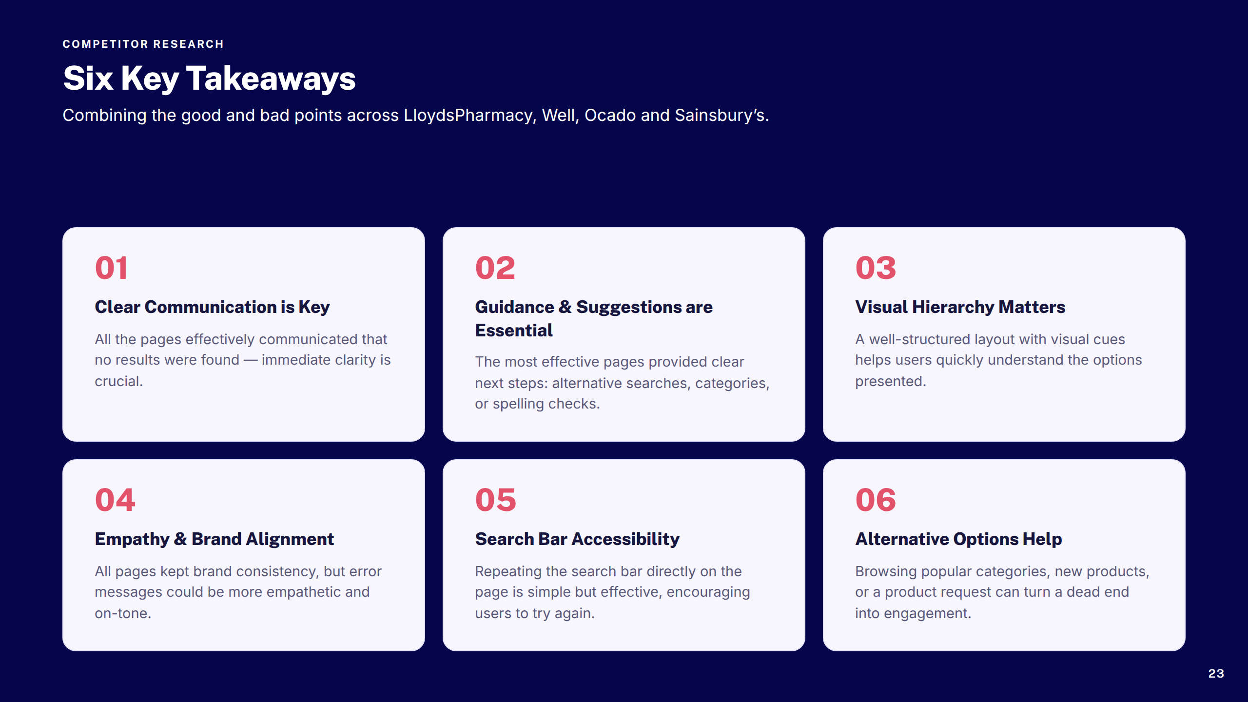 Competitor Takeaways