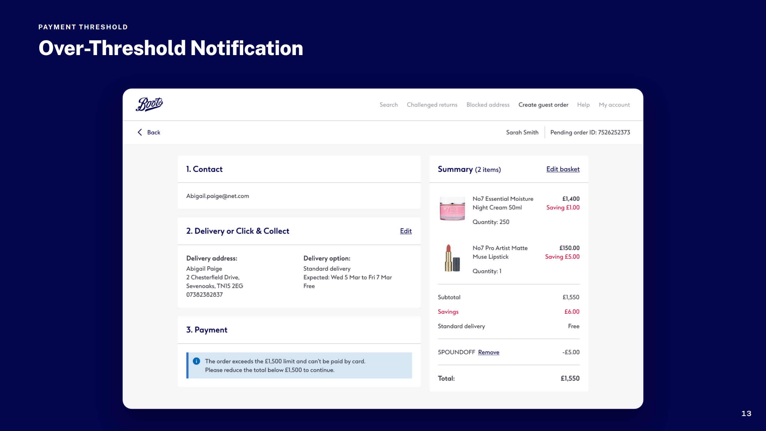 Screen: Threshold Notification