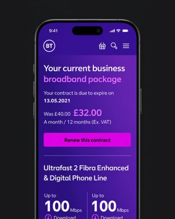 BT renewal page — mobile view
