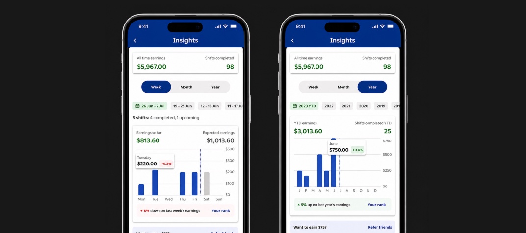 Indeed Flex mobile app screens
