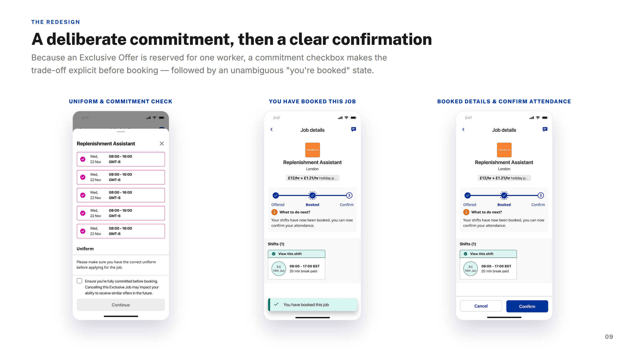Screens — Commitment & Confirm