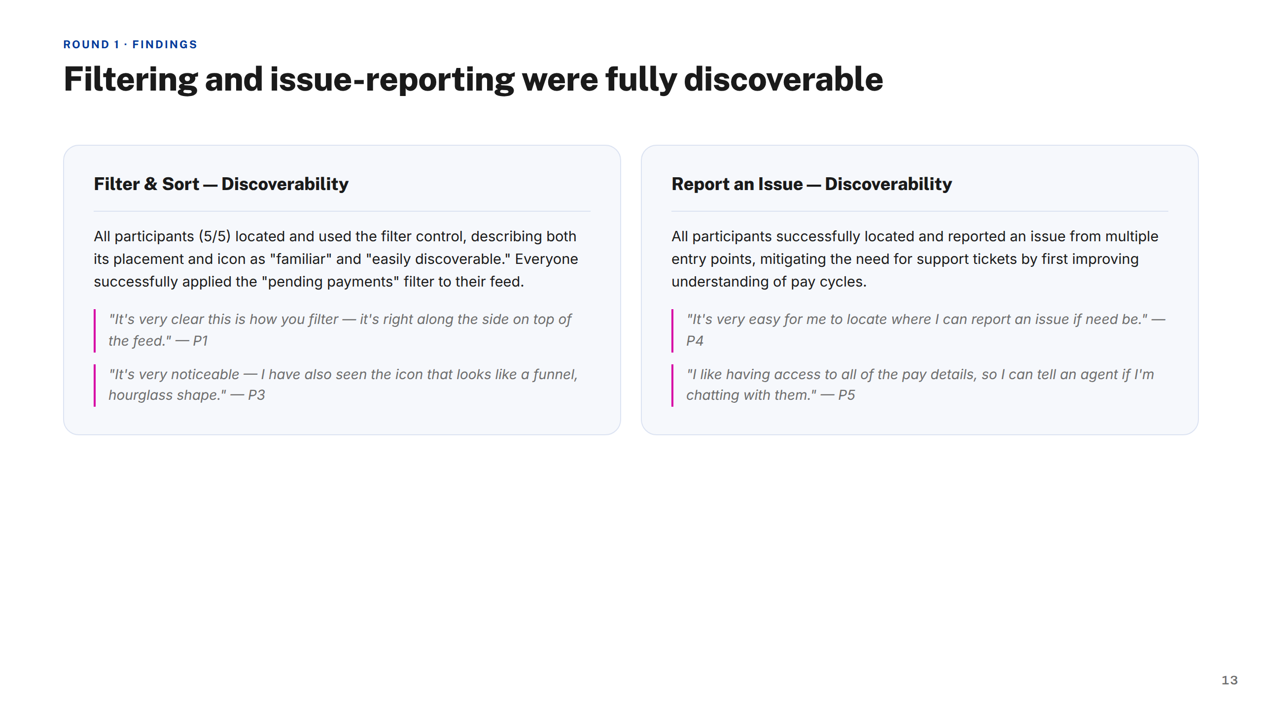 Moderated — Findings: Filter Issue