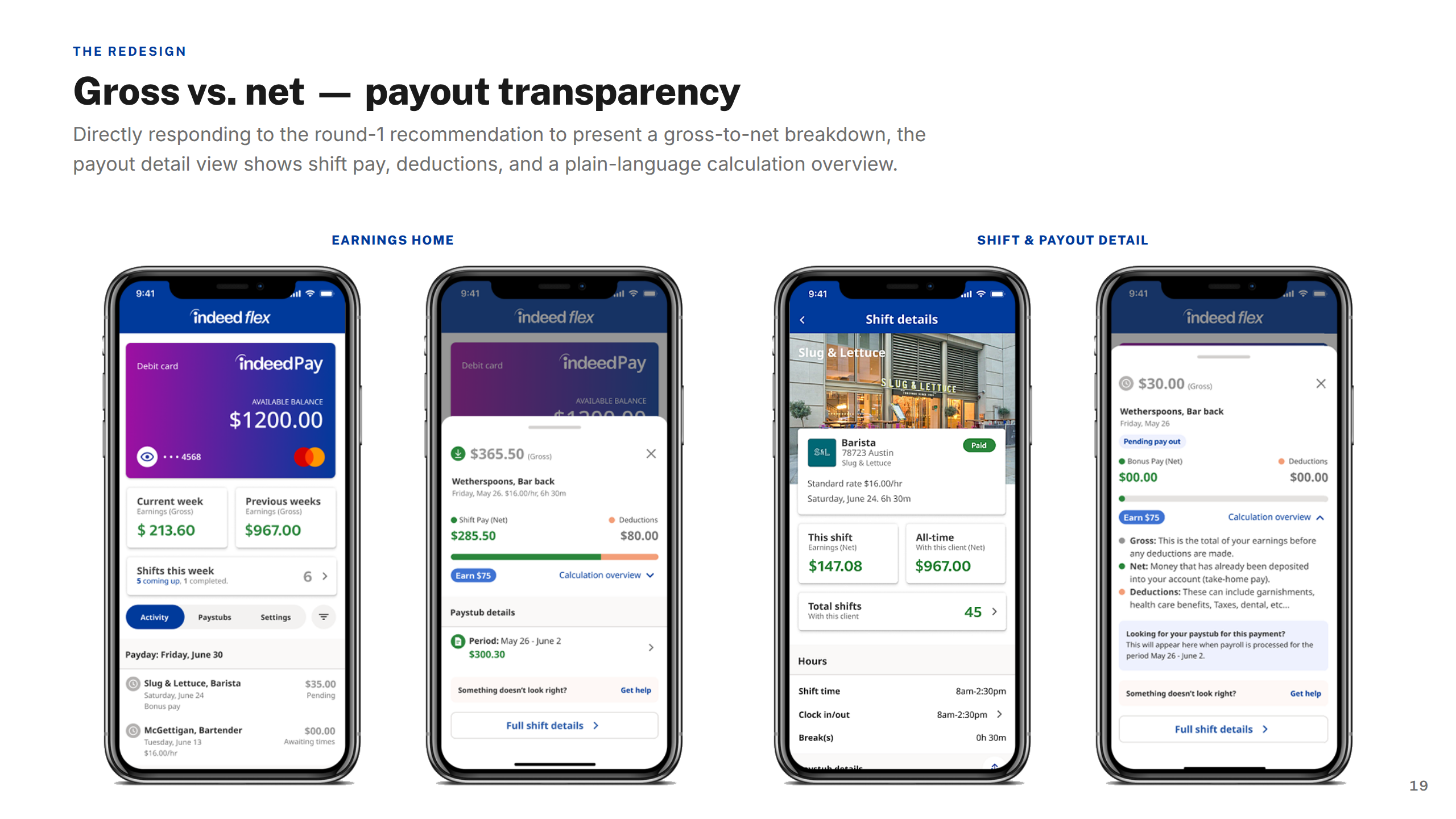 Screens — Payout Transparency