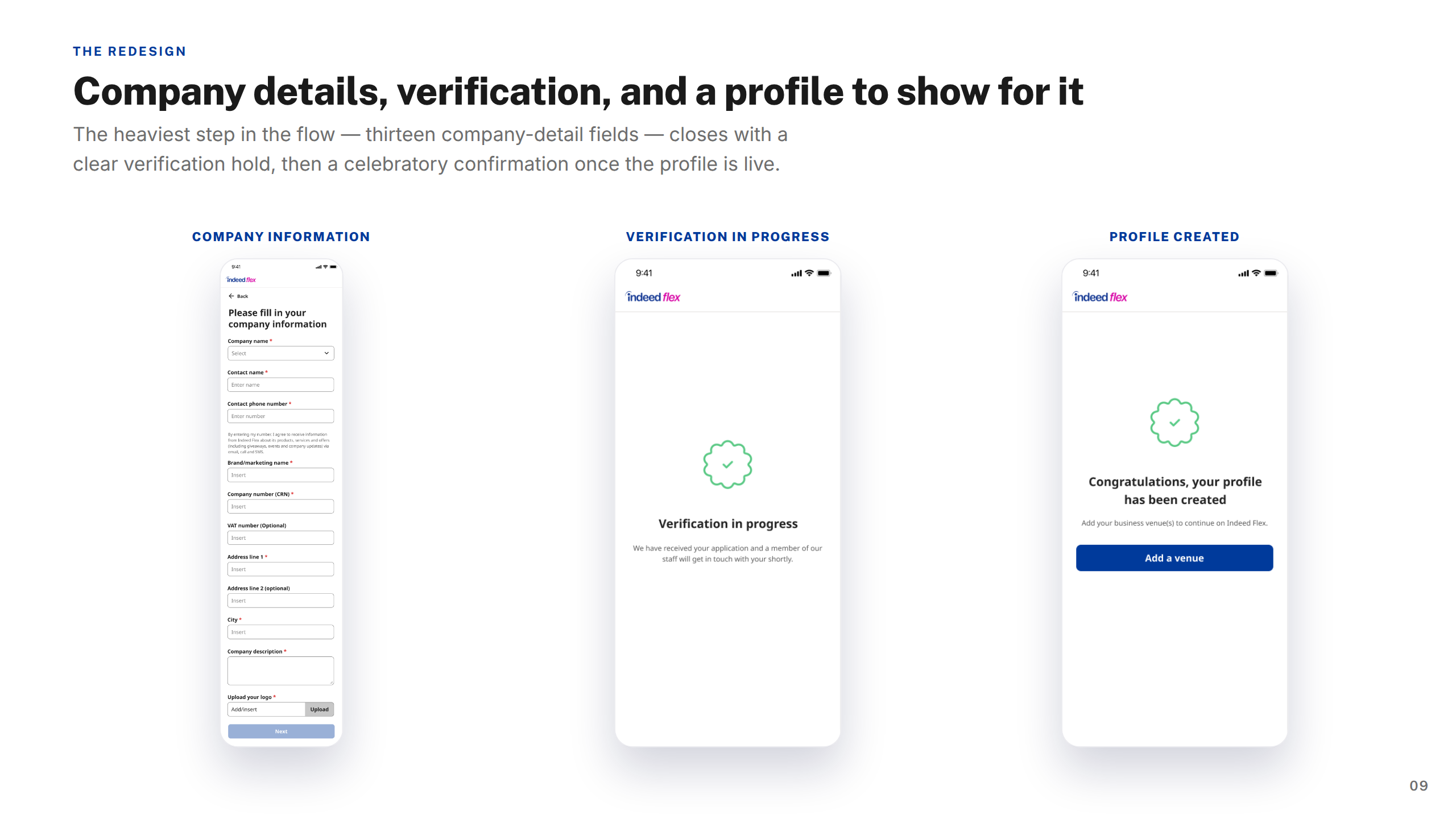 Screens — Company Details & Verification