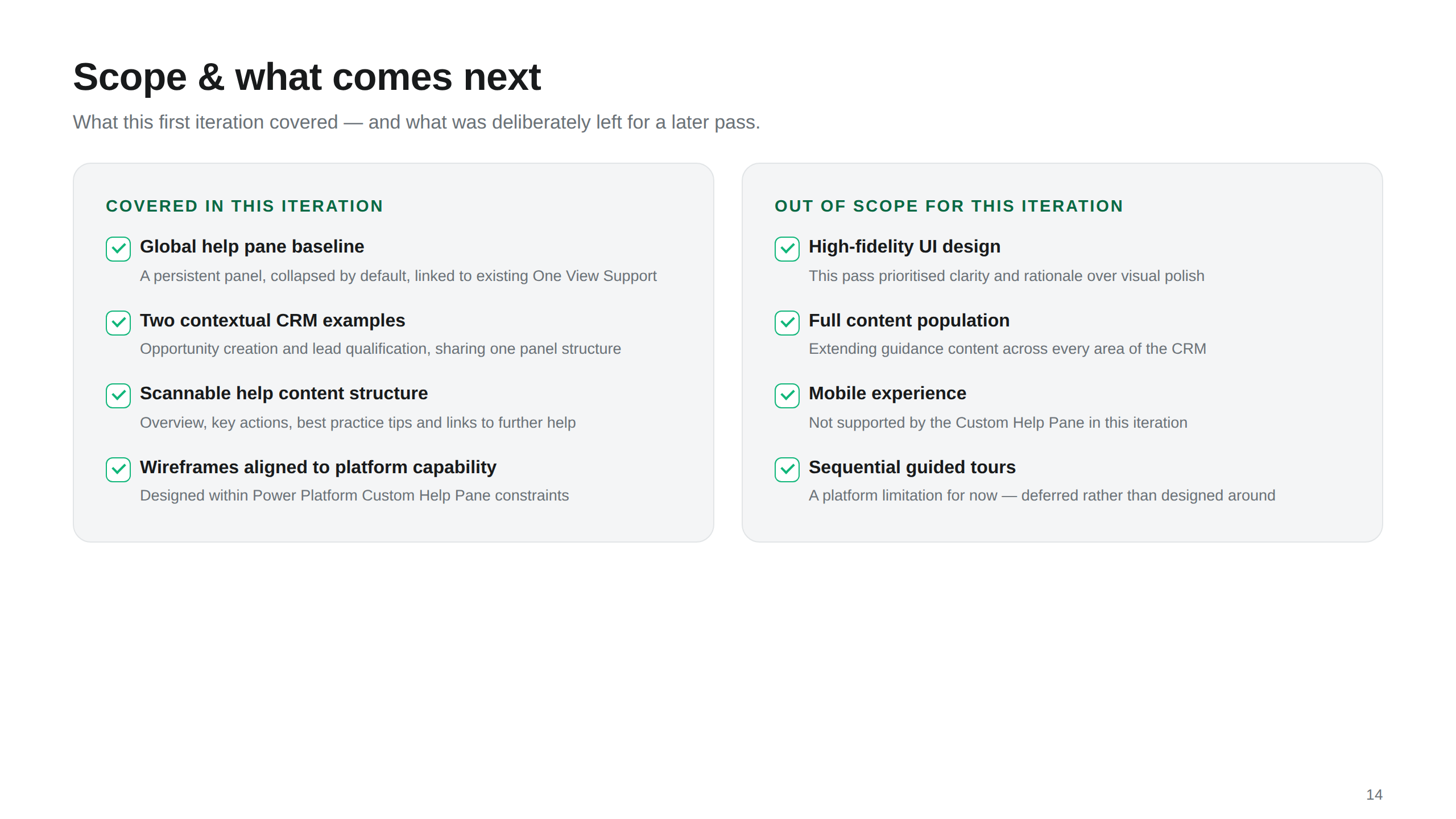 Scope & Next Steps