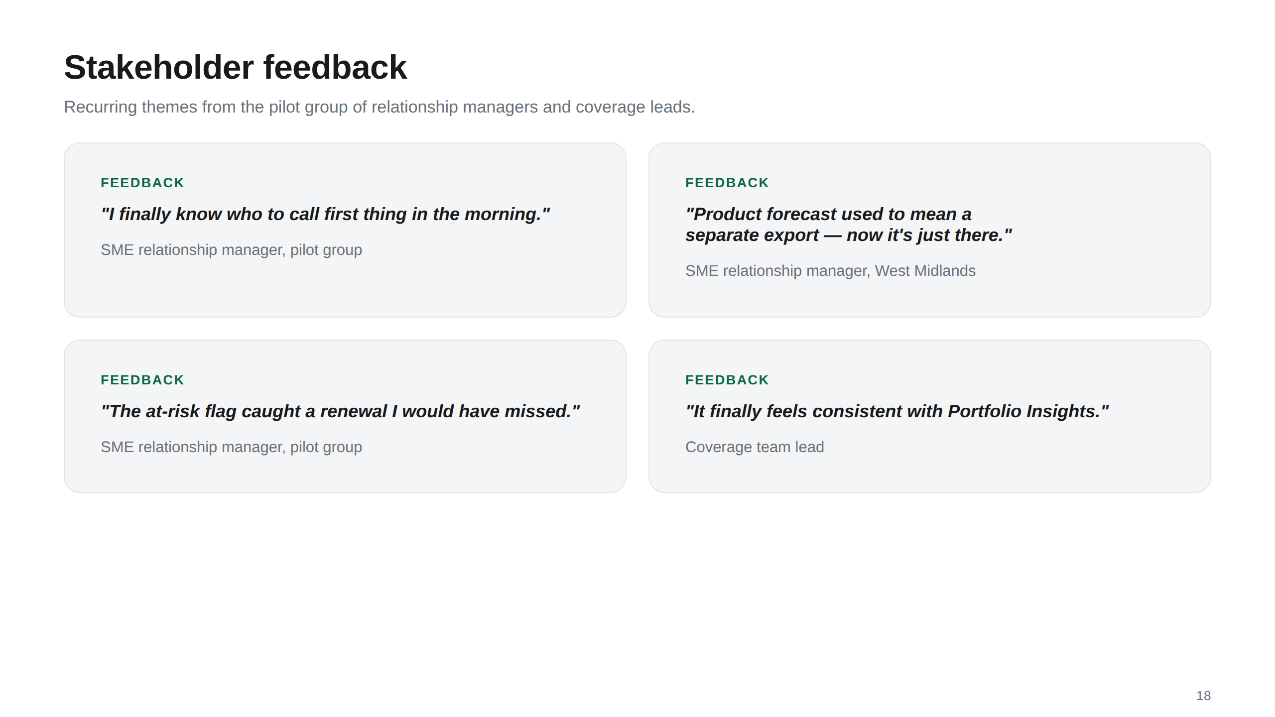 Stakeholder Feedback